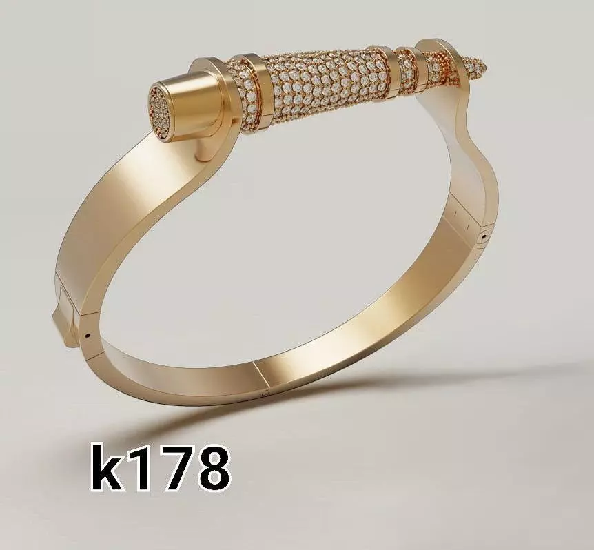 Luxury Multi Section Bar Bangle with Pave Stone Setting 3D print model