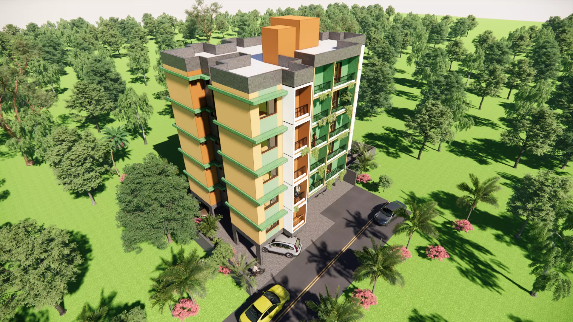 Contemporary Apartment Building - Urban Residential 3D model