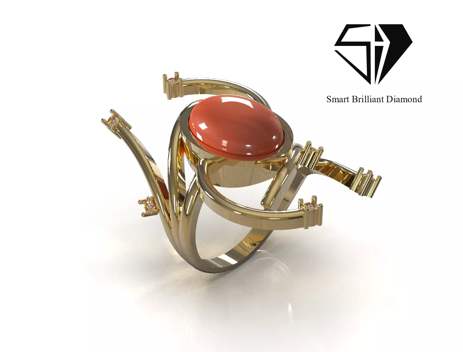 Avant Garde Coral Ring Abstract Jewelry CAD 3D Print jr00367 3D print model