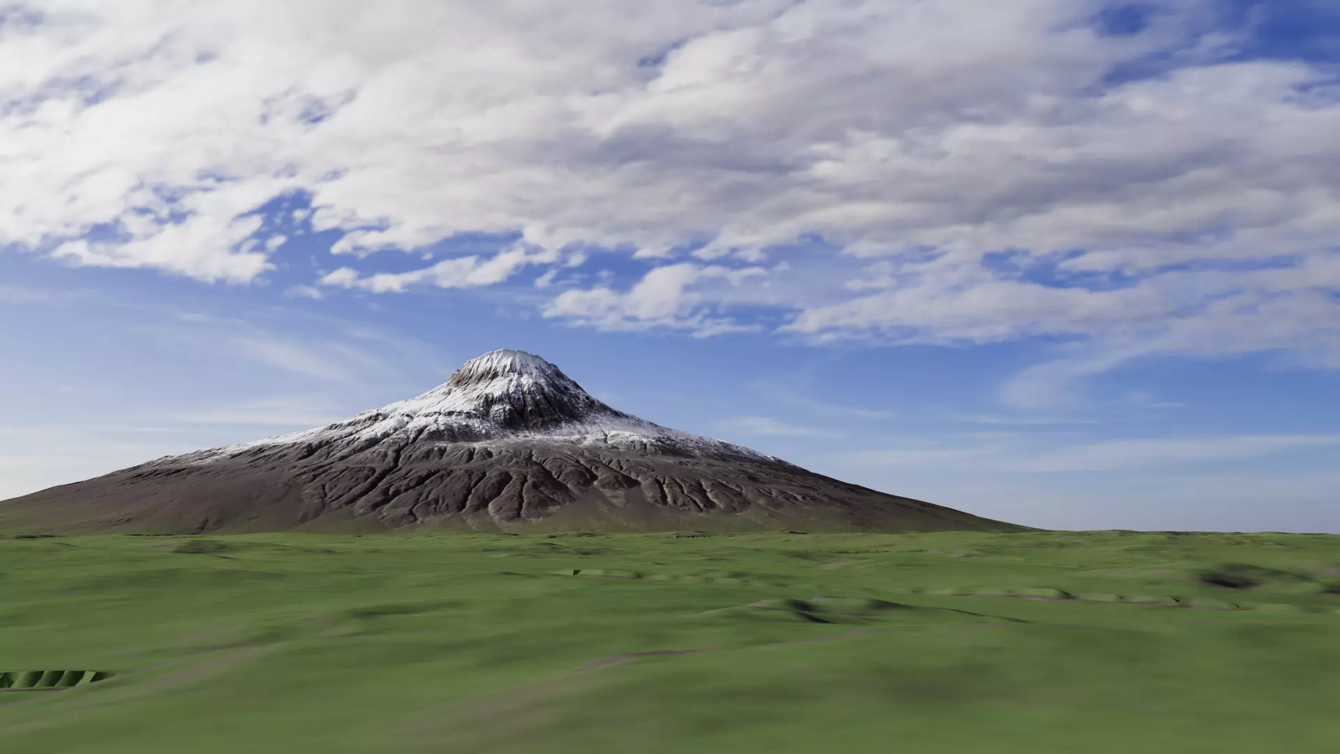 The volcano covered with snow on its top 3D model