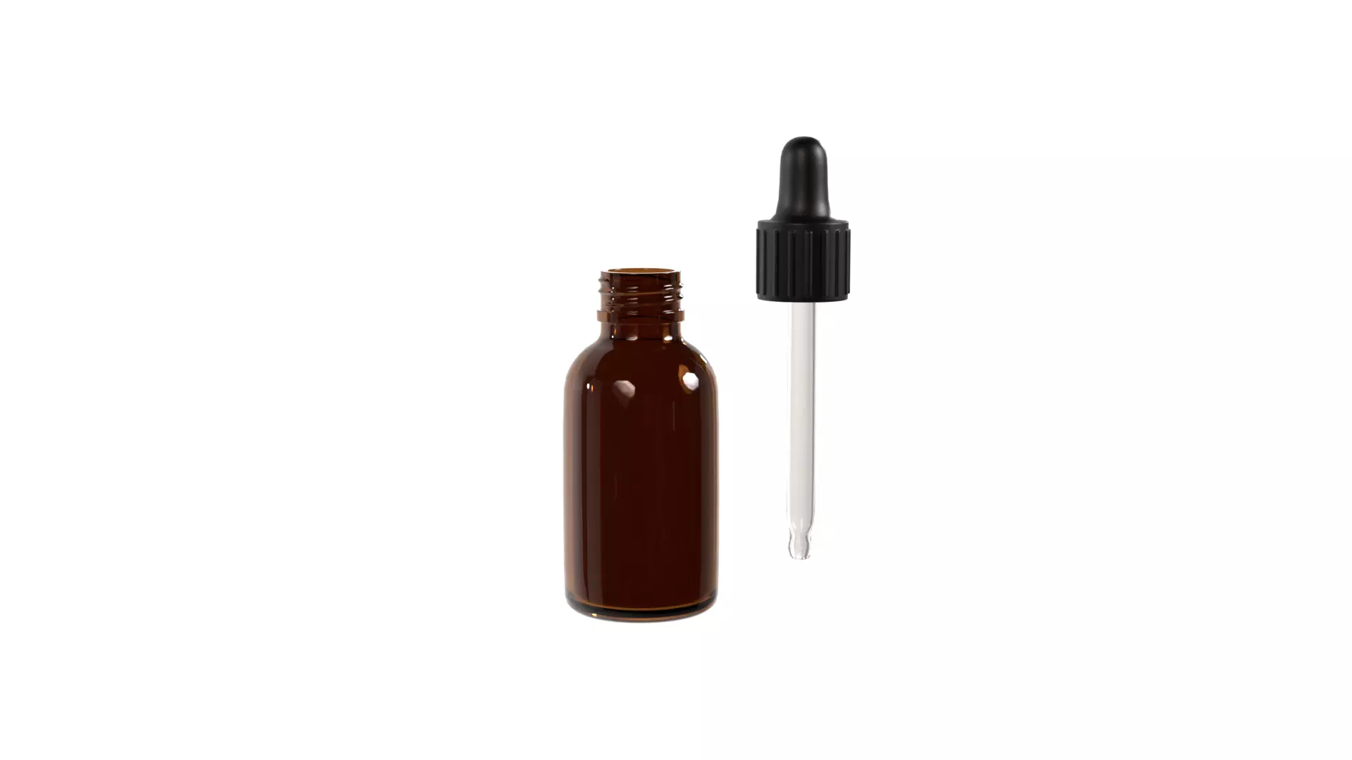Premium Amber Glass Serum Bottle with Dropper Luxury Cosmetic 3D model
