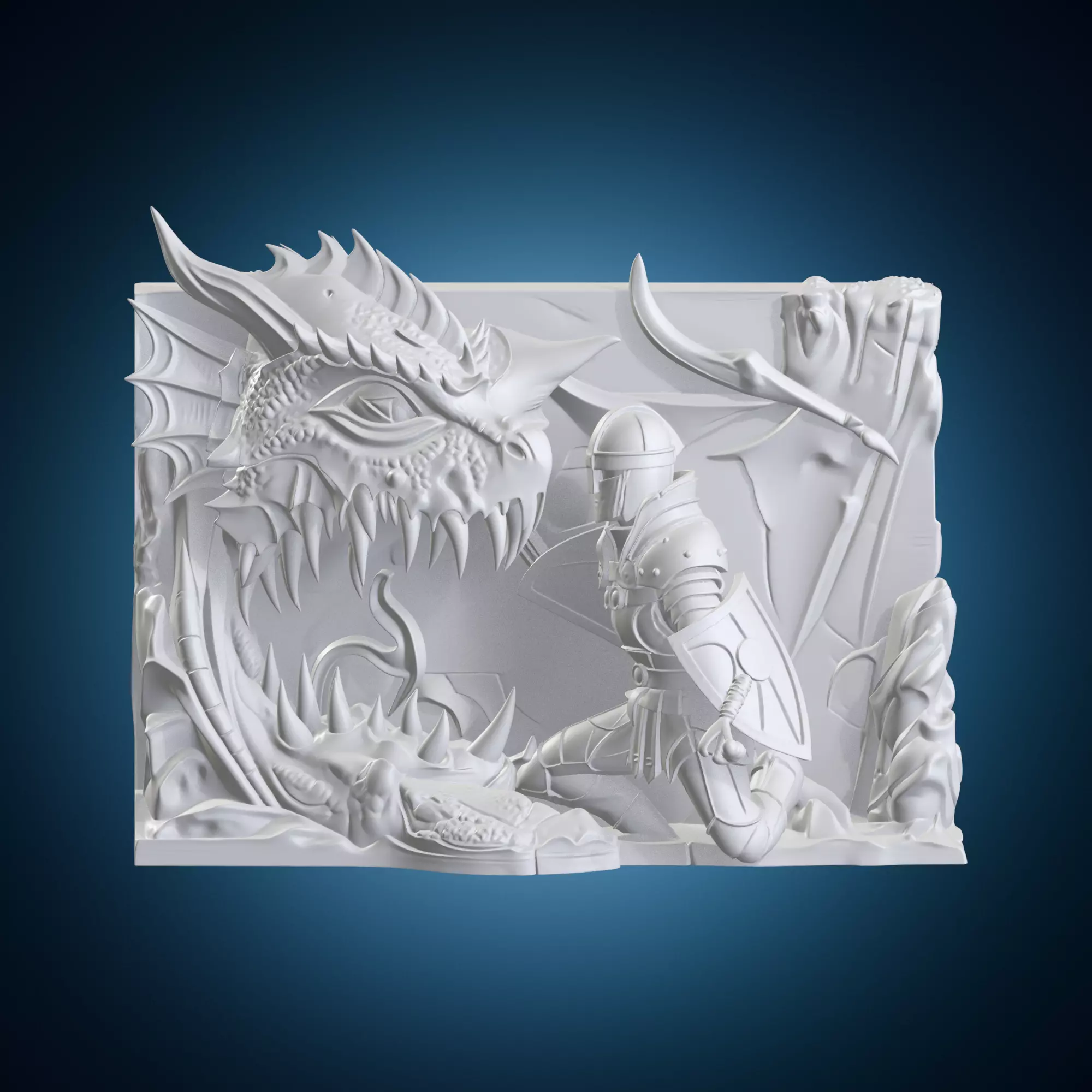 Dragon Head Relief Fantasy Wall Sculpture 3D print model