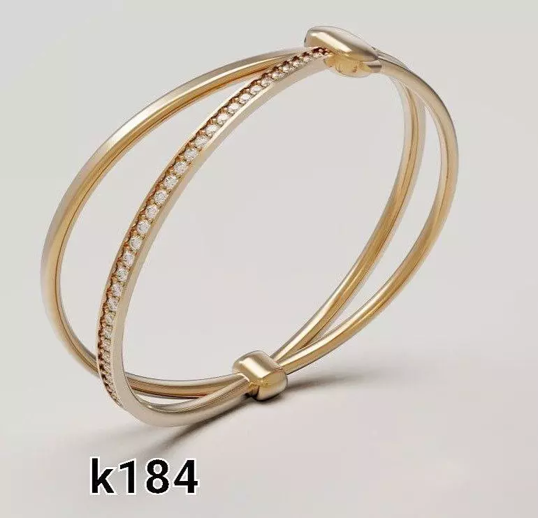 Minimal Double Band Bangle with Stone Channel 3D print model