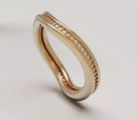 Minimal Curved Ring with Integrated Stone Line 3D print model