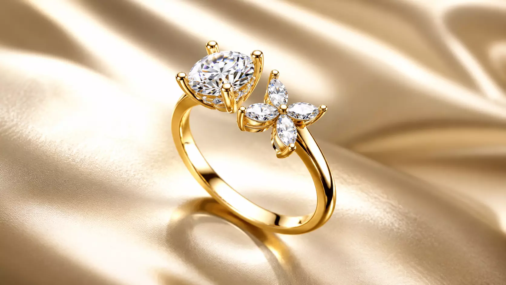 Floral Marquise and Brilliant Diamond Ring Jewelry CAD Model 3D print model