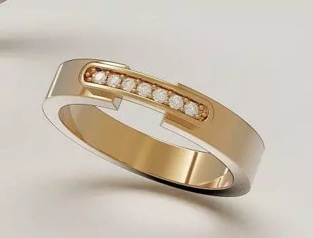 Modern Band Ring with Linear Setting 3D print model