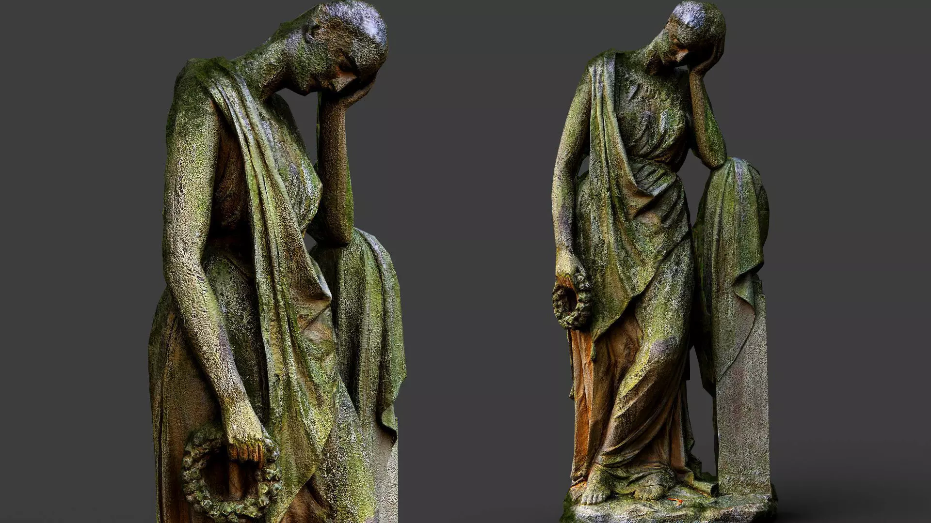 abandoned mossy stone monument nymph ruins PBR photogrammetry Low-poly 3D model