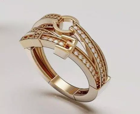 Structured Multi Row Band Ring with Integrated Setting 3D print model