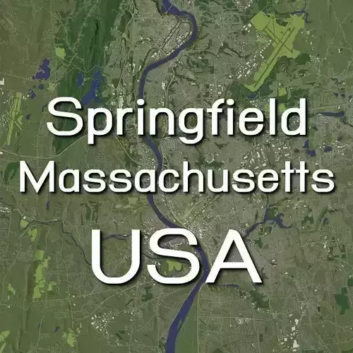 Springfield Massachusetts USA in 20 km x 20 km - city and urban 3D model