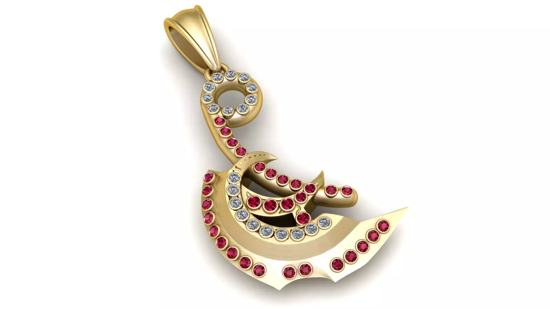 Celestial Crescent Emblem Pendant Luxury 3D Printable Jewelry 3D print model