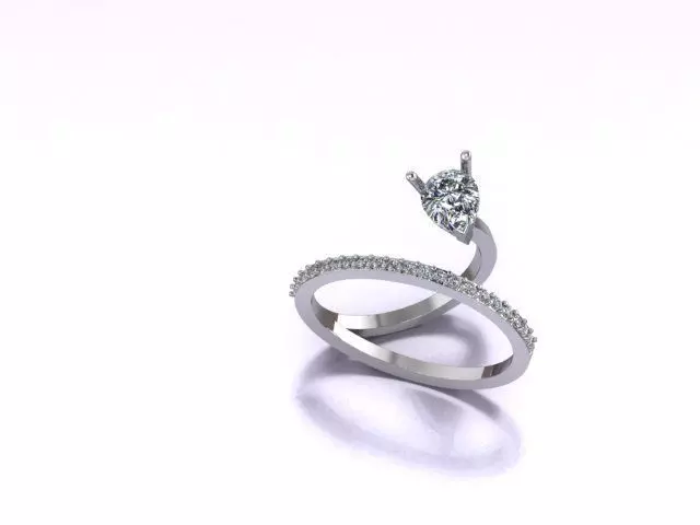 Custom designed diamond band with single pear diamond Free 3D print model
