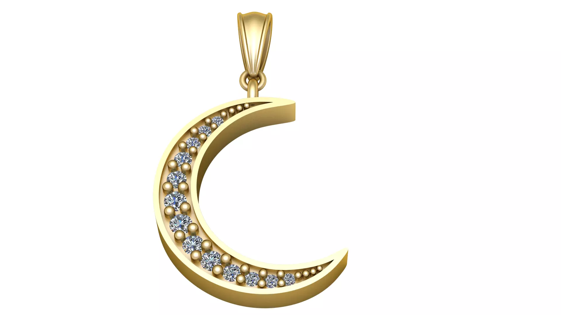 Luxury Crescent Moon Pendant 3D 3D print model
