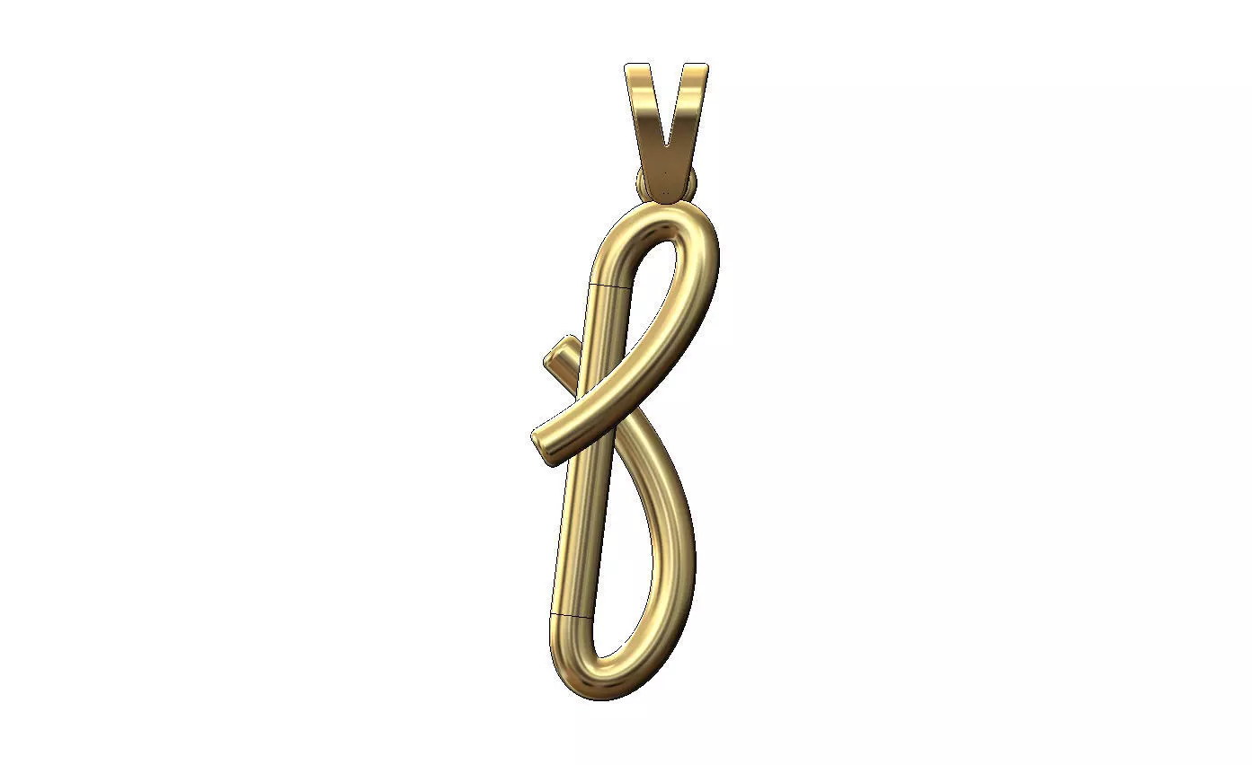 F letter initial 3d lowercase wire pendant charm bail 3D print model