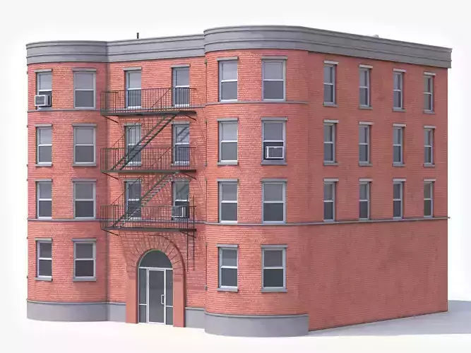Apartment Building 8 PBR Low-poly 3D model