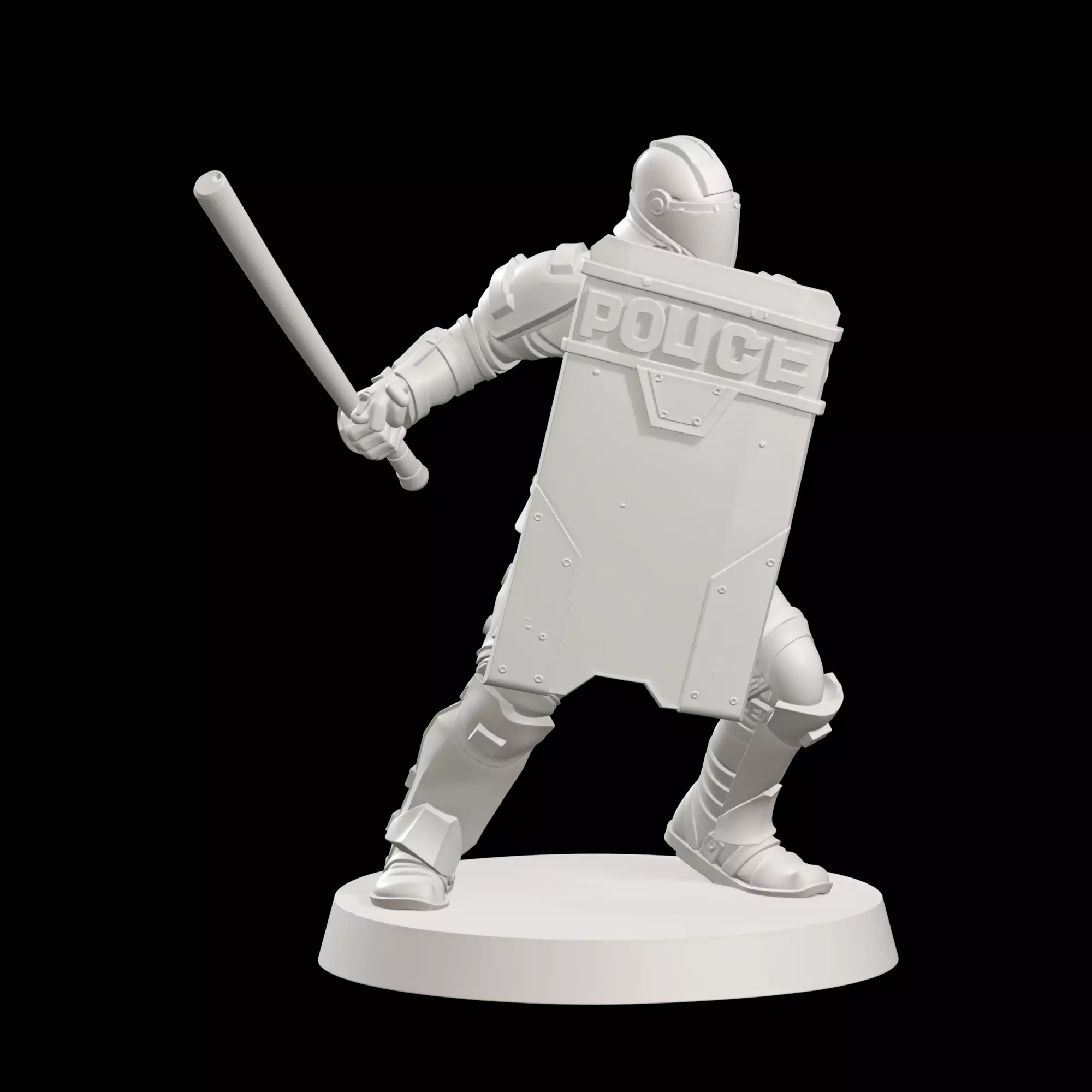 Riot Police Officer Modern Law Enforcement With Shield And Baton 3D print model
