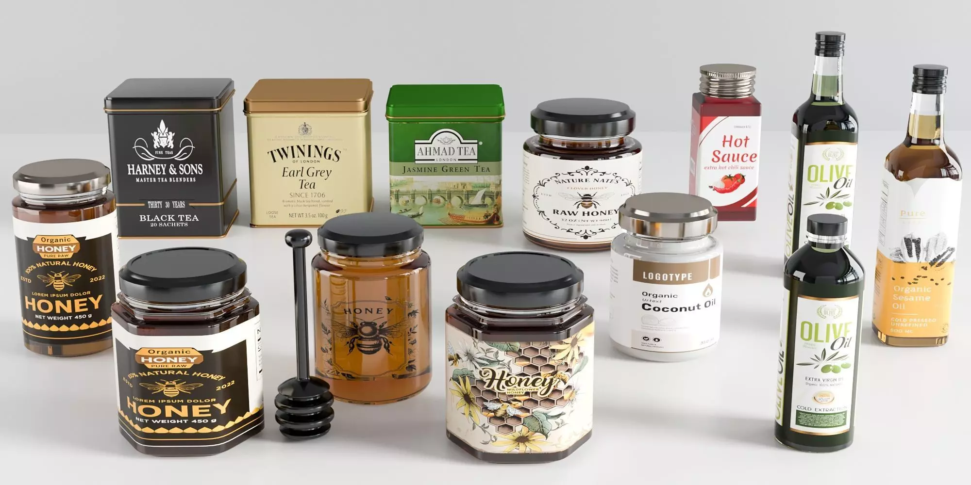 Honey Tea Olive Oil Sauce Pack Collection A 3D model
