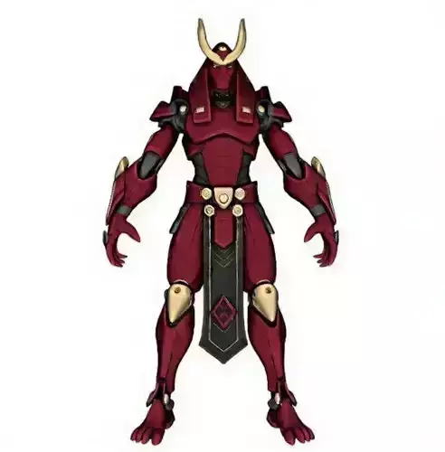 Red Samurai Sci-Fi Armored Warrior 