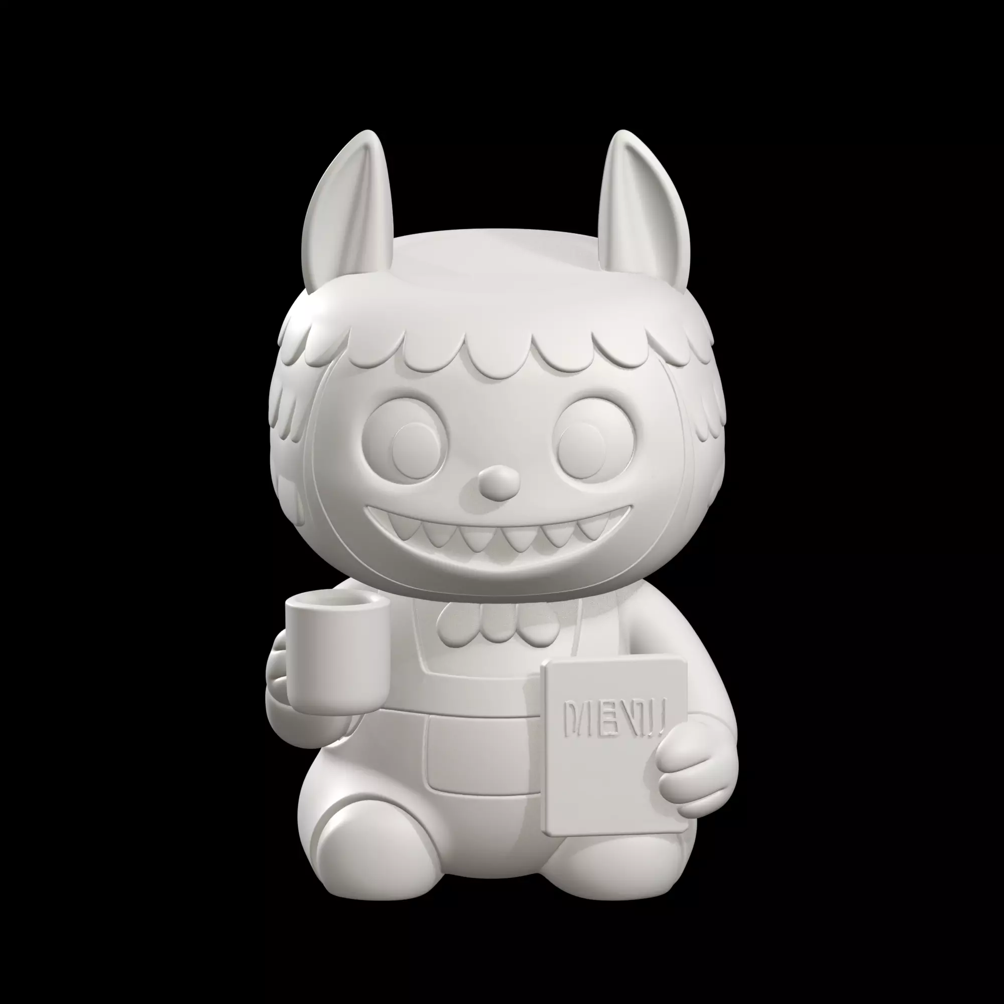 Labubu Chibi Scholar Figurine With Coffee Mug And Book 3D print model