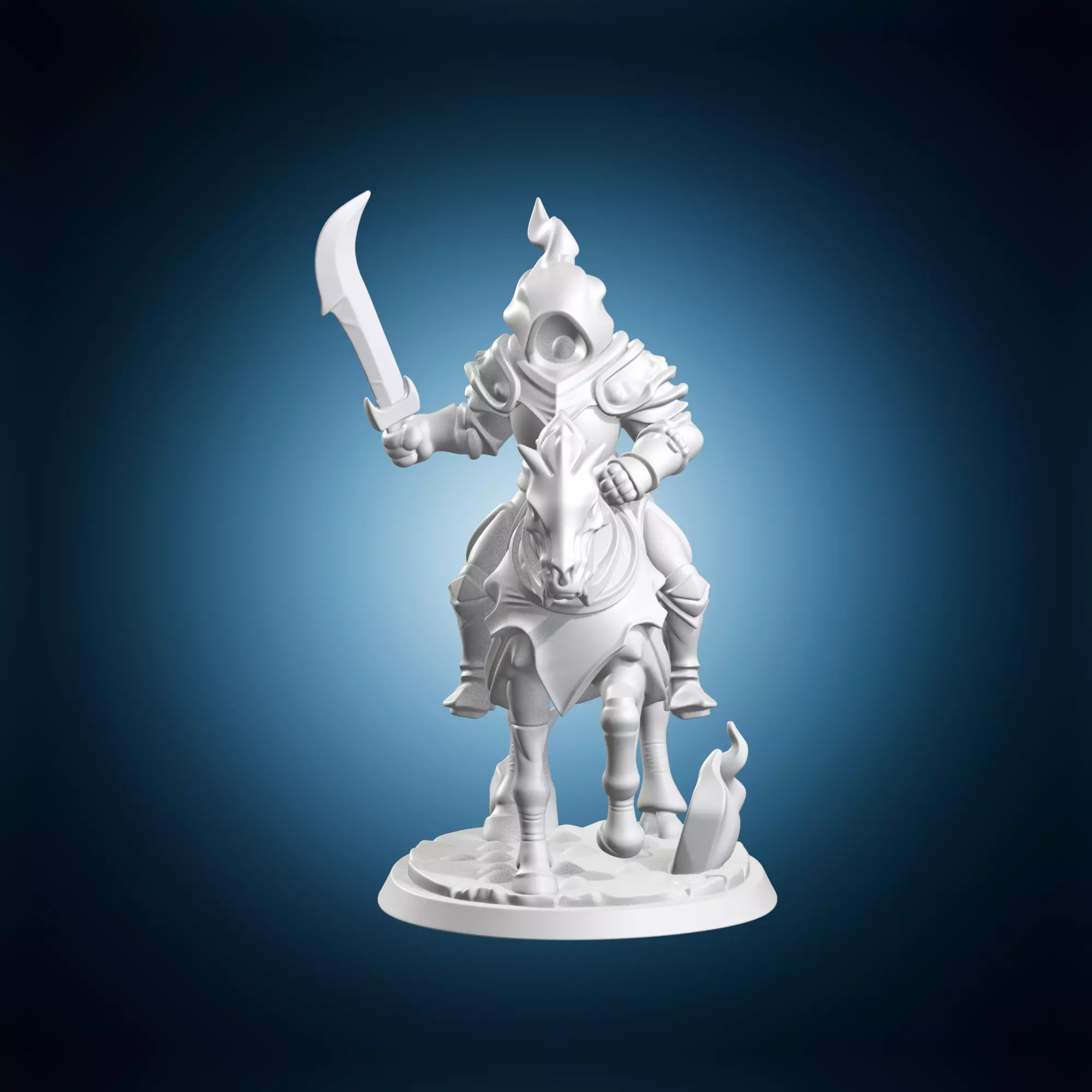 Mounted Knight Fantasy RPG Miniature On Base With Sword 3D print model