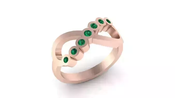 infinity bezel setting emerald high jewelry ring