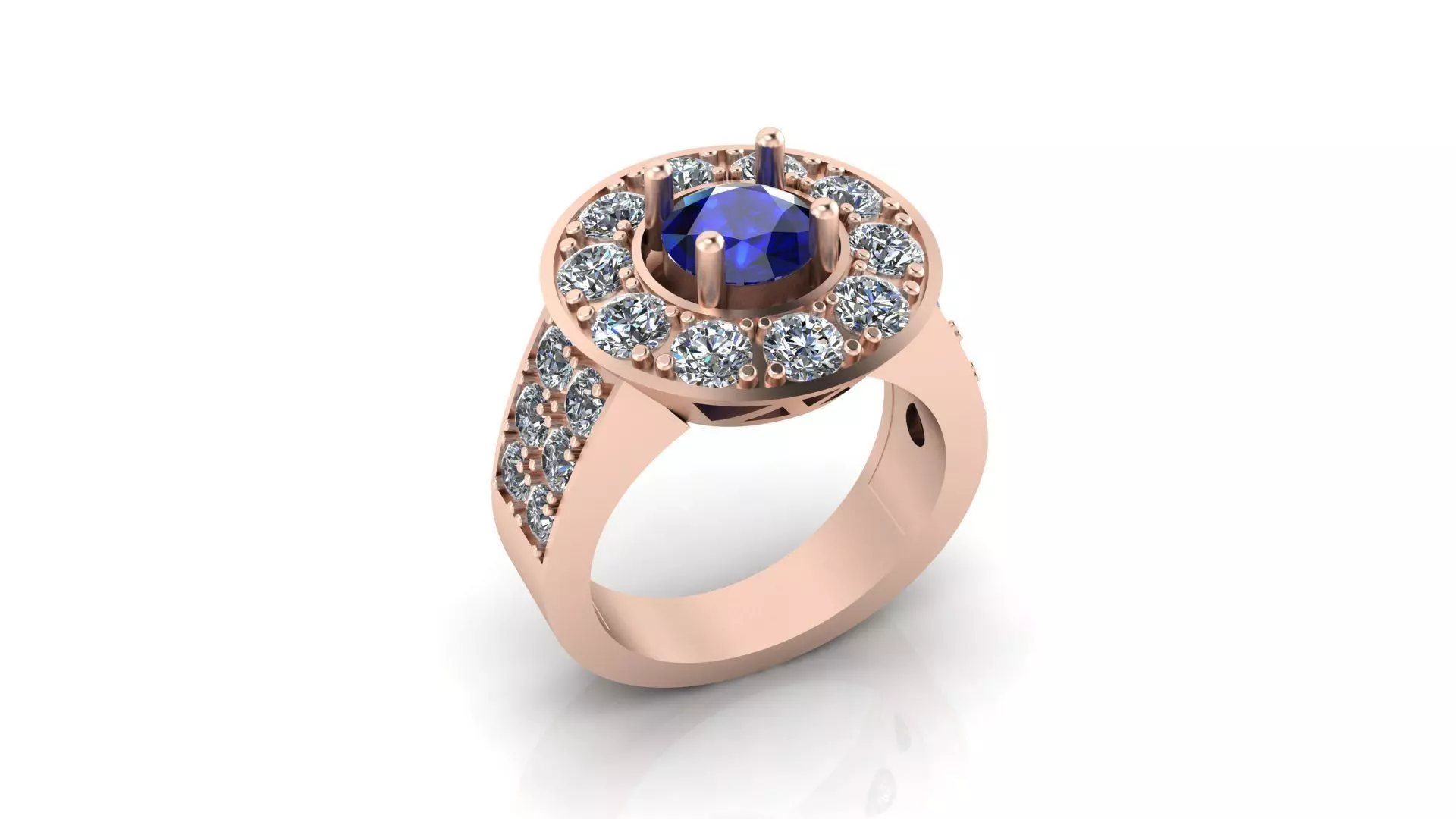 round engagement halo jewelry ring 3D print model