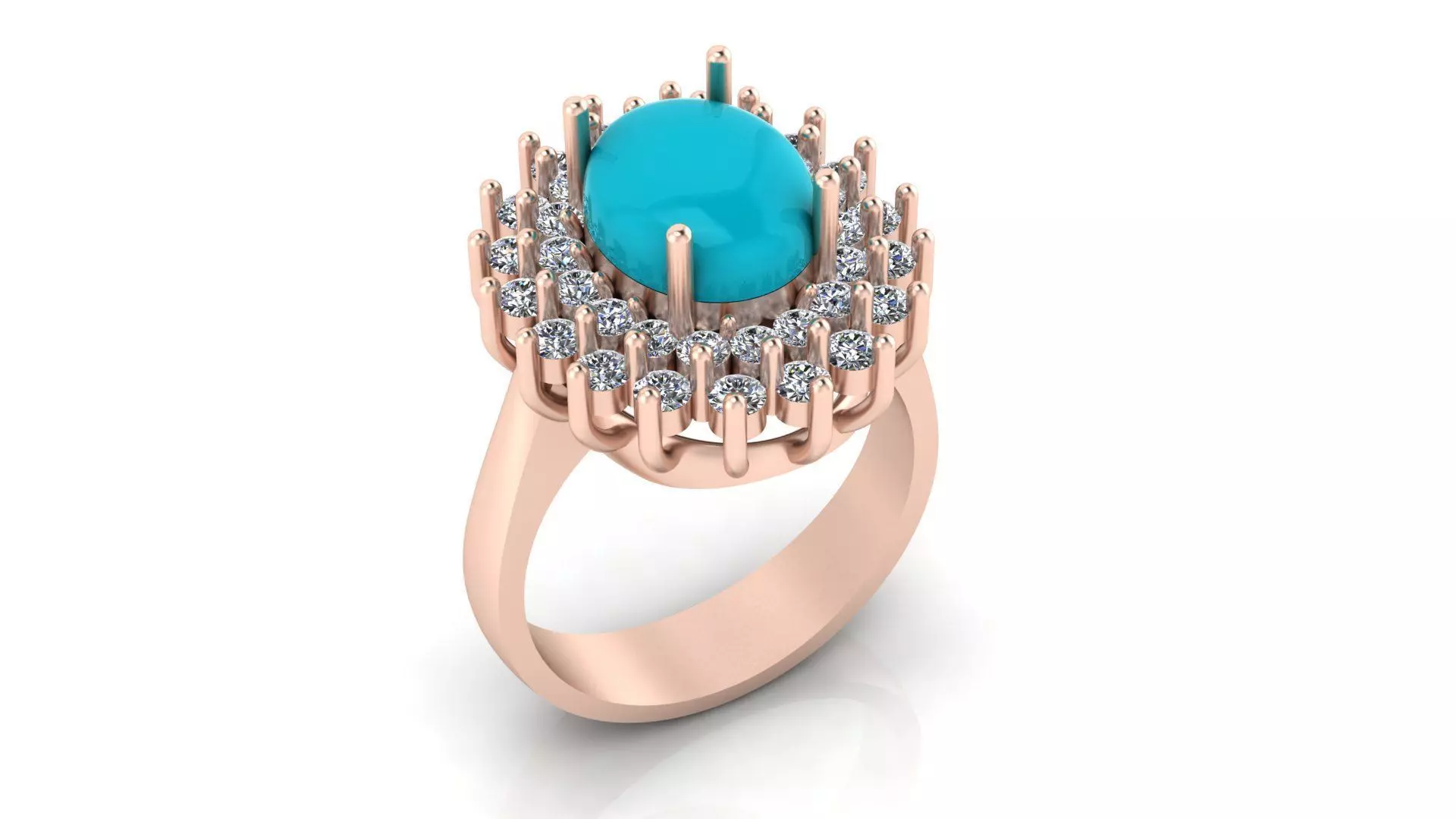 oval halo cluster jewelry ring 3D print model