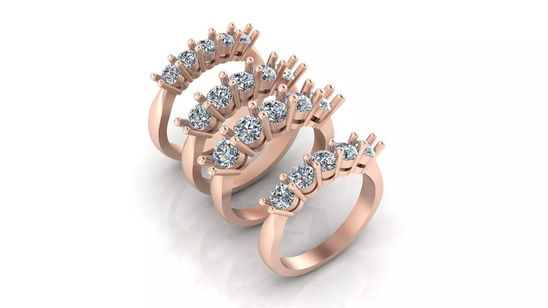 5 diamond any size engagement jewelry ring 3D print model