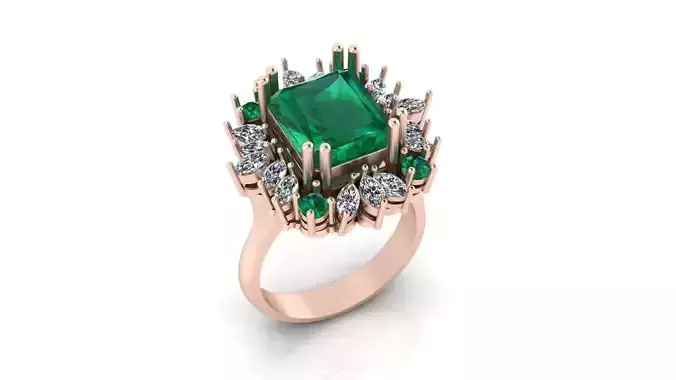 emerald halo marquise high jewelry ring 