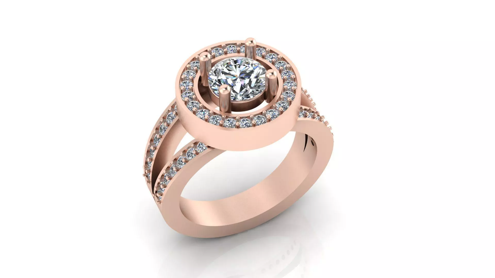 round halo engagement jewelry ring 3D print model