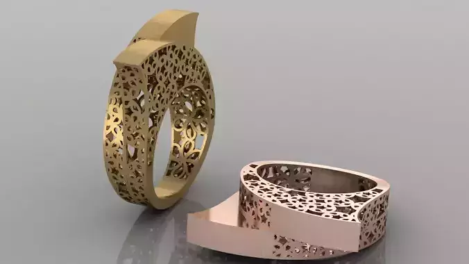 Wide Openwork Filigree Bypass Statement Ring