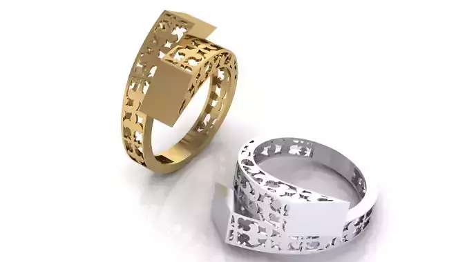 Wide Open Filigree Modern Signet Ring