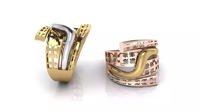 Two Tone Multi Band Bypass Filigree Ring
