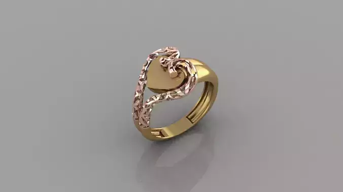 Two Tone Heart Filigree Gold Ring