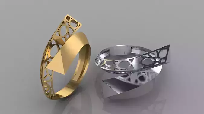 Two Texture Arrowhead Openwork Ring