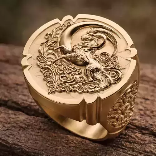 Aries Zodiac Signet Ring 3D Printable Model