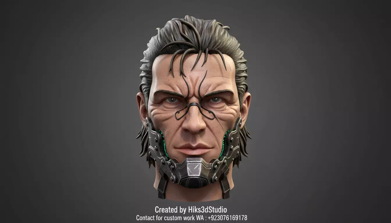 Futuristic Cybernetic Soldier Bust High-Poly Tactical Cyborg 3D print model