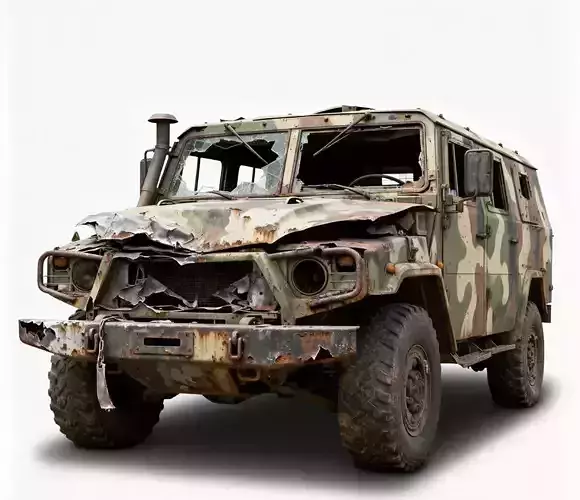 Wrecked Tactical Military Vehicle 3D Model