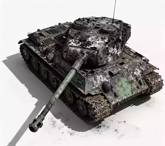 Rust-Eaten Abandoned Battle Tank 3D Model