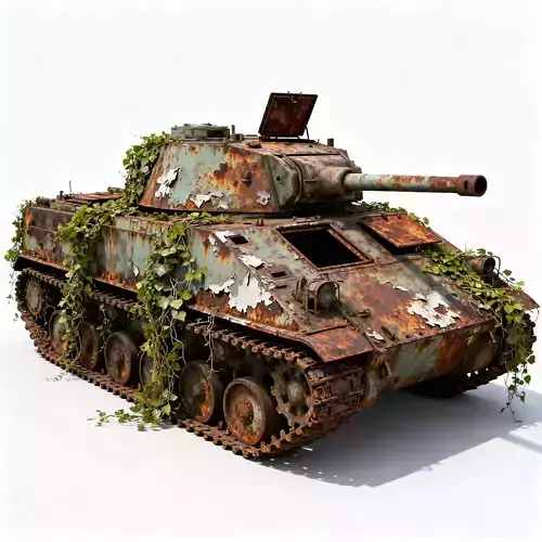 Overgrown Relic Abandoned Light Tank 3D Model
