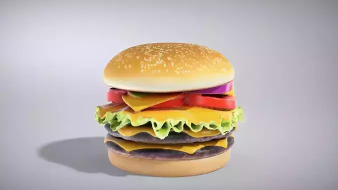 Delicious Double Cheeseburger Low-poly 3D model 3