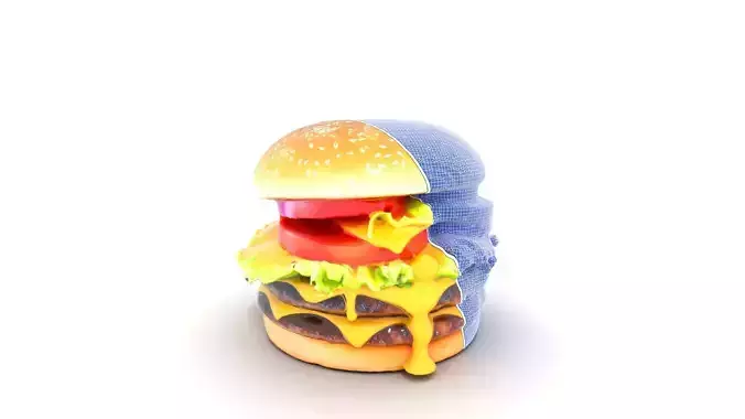 Delicious Double Cheeseburger Low-poly 3D model 6