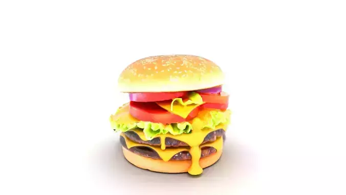 Delicious Double Cheeseburger Low-poly 3D model 4