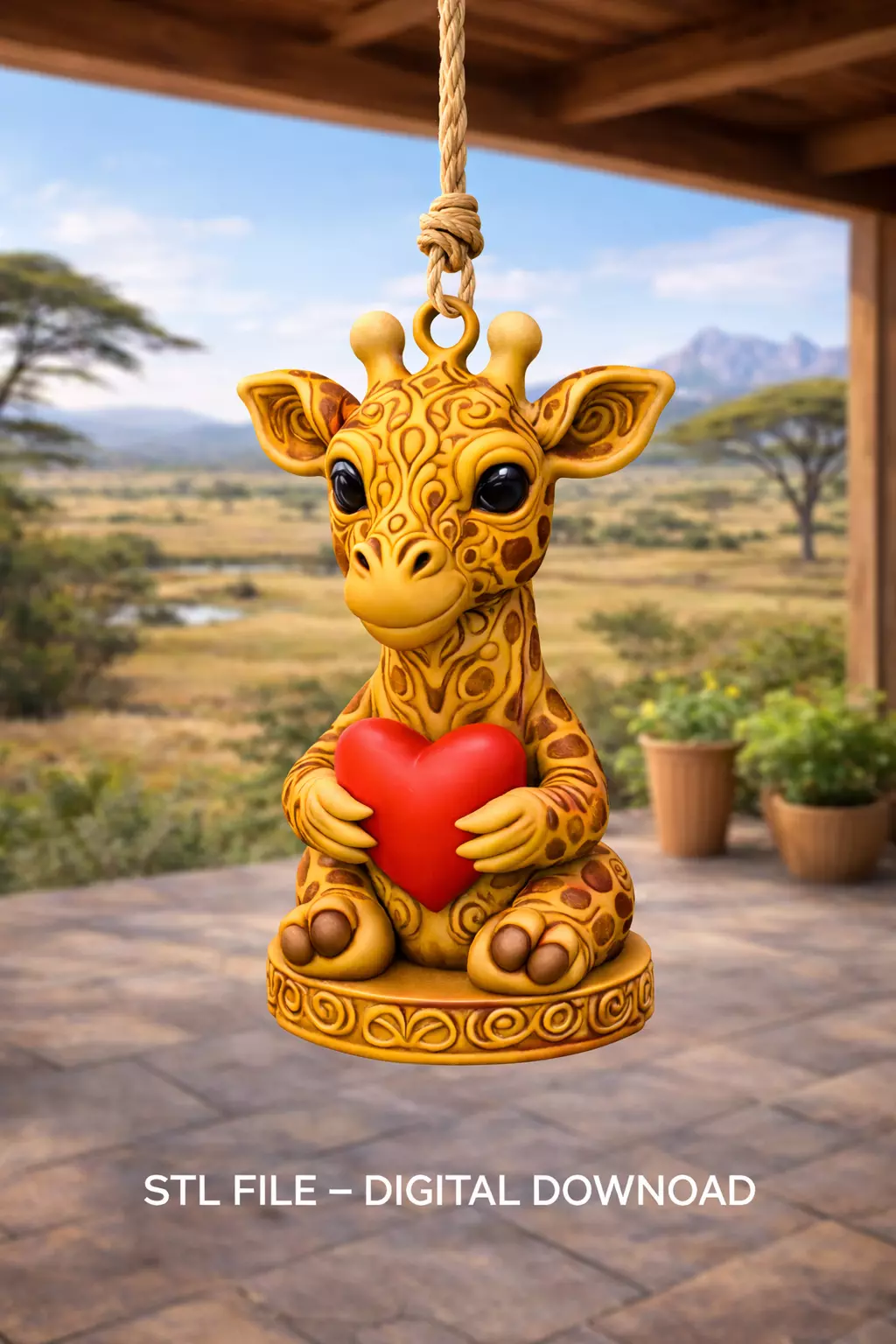 Giraffe with Heart - STL File -Digital Download for 3D print 3D print model