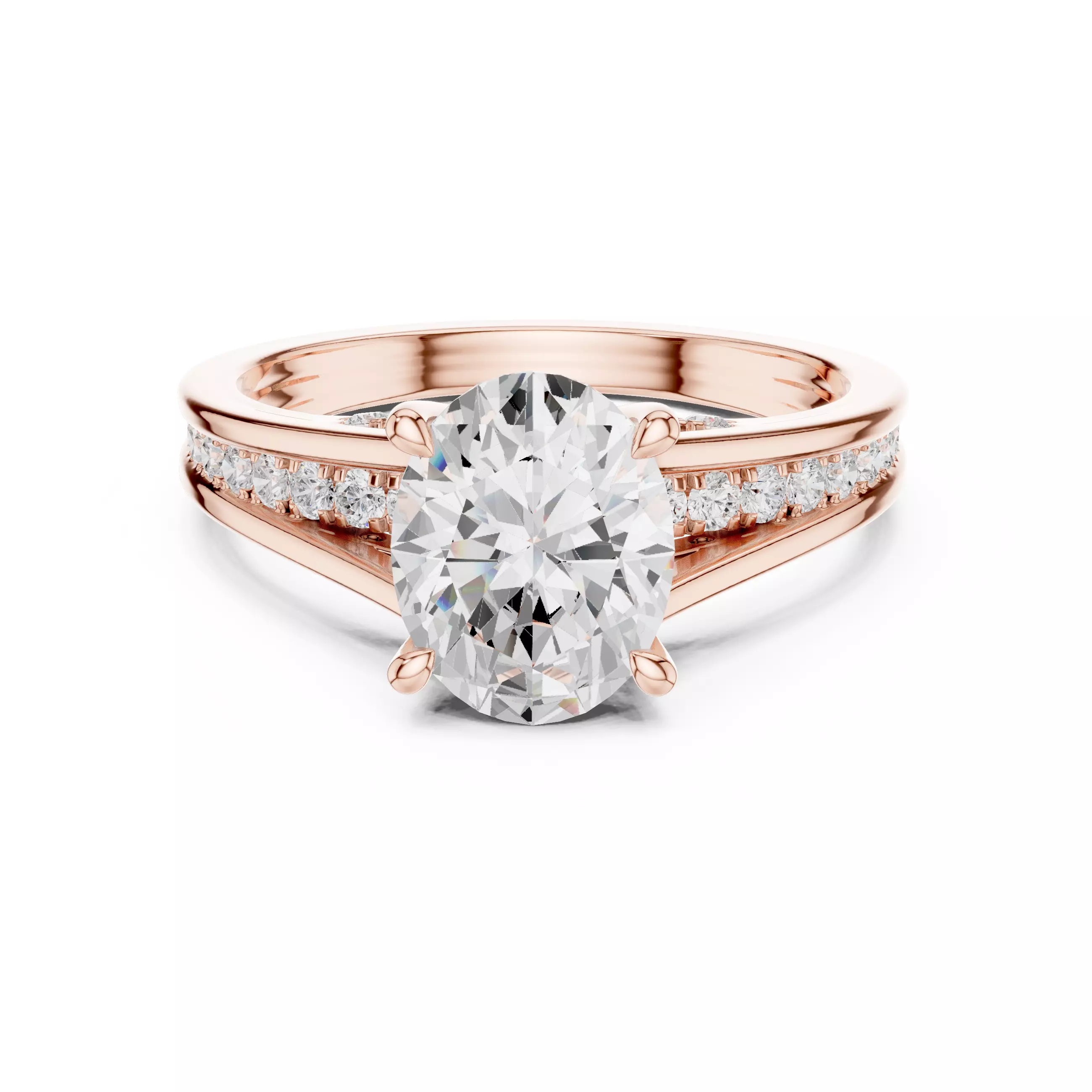 Oval Diamond Solitaire Ring 3dm stl renders animation 3D print model