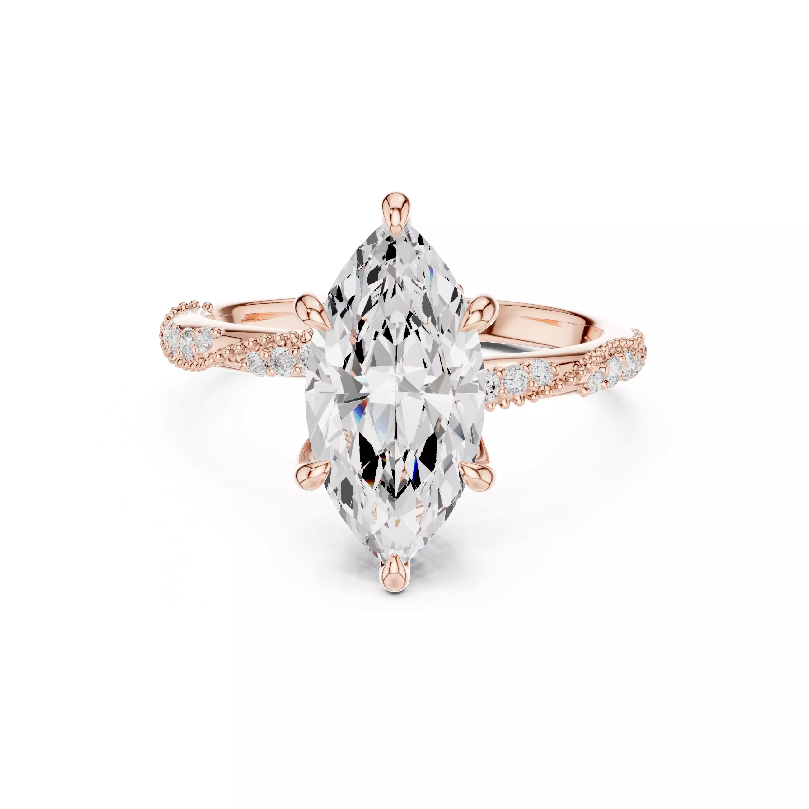 Marquise Solitaire Ring 3dm stl renders animation video 3D print model