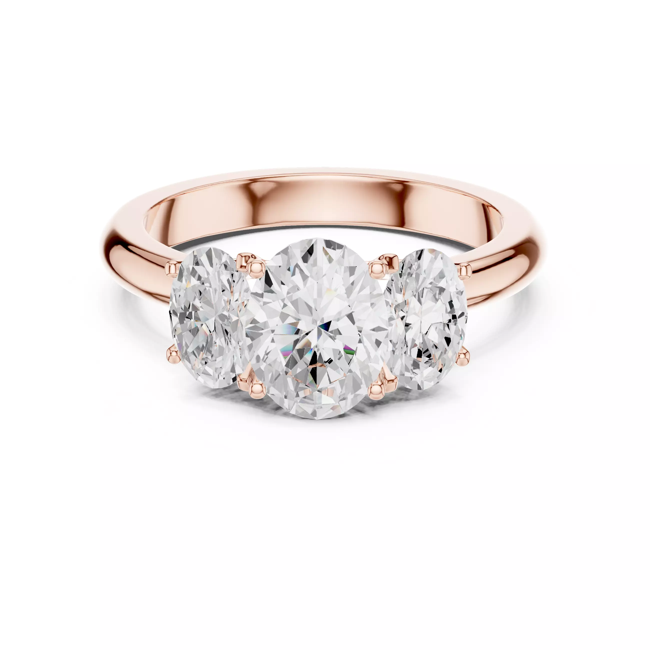Oval Trio Solitaire Ring 3dm stl renders animation video 3D print model