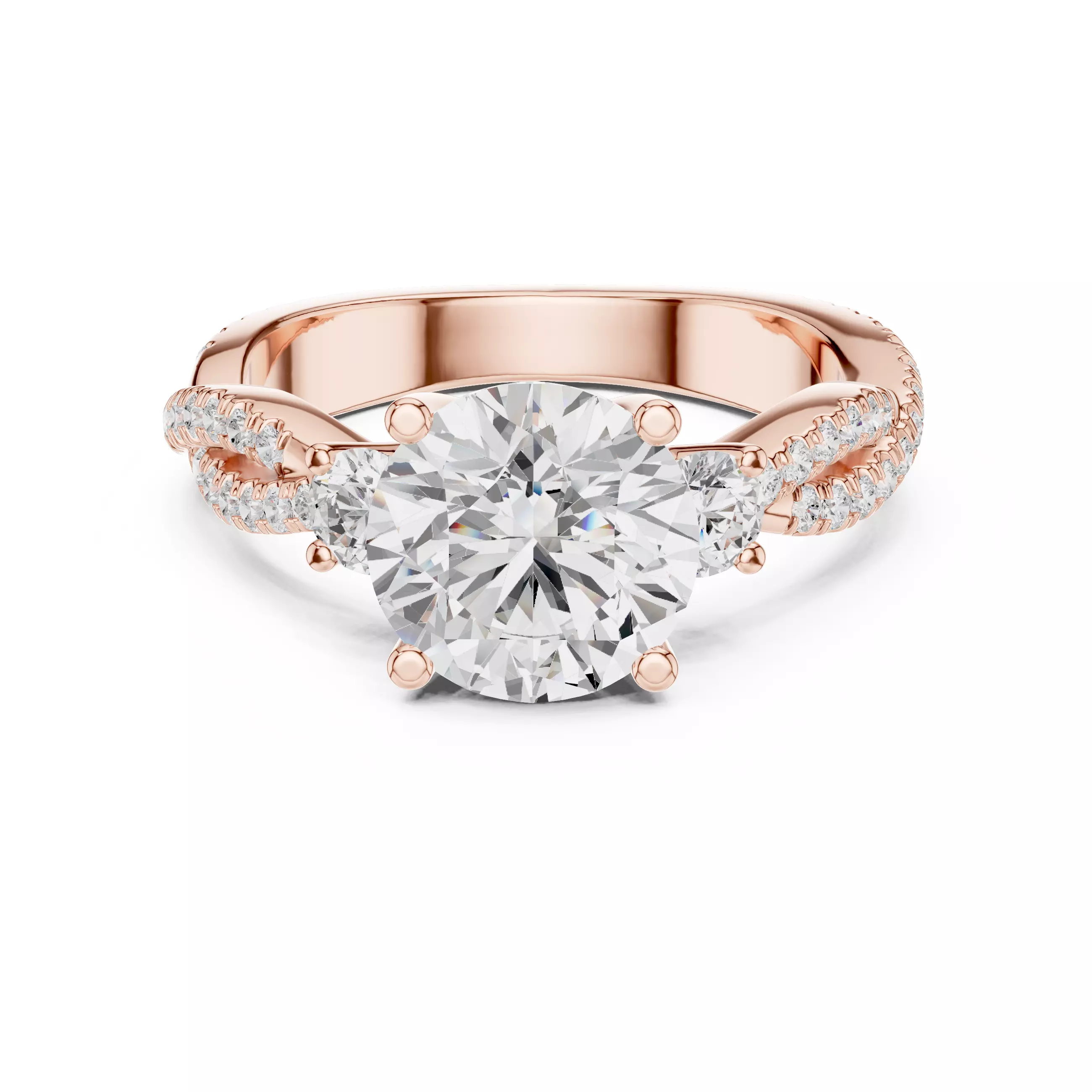 Round Diamond Twisted Band Solitaire Ring 3dm stl 3D print model