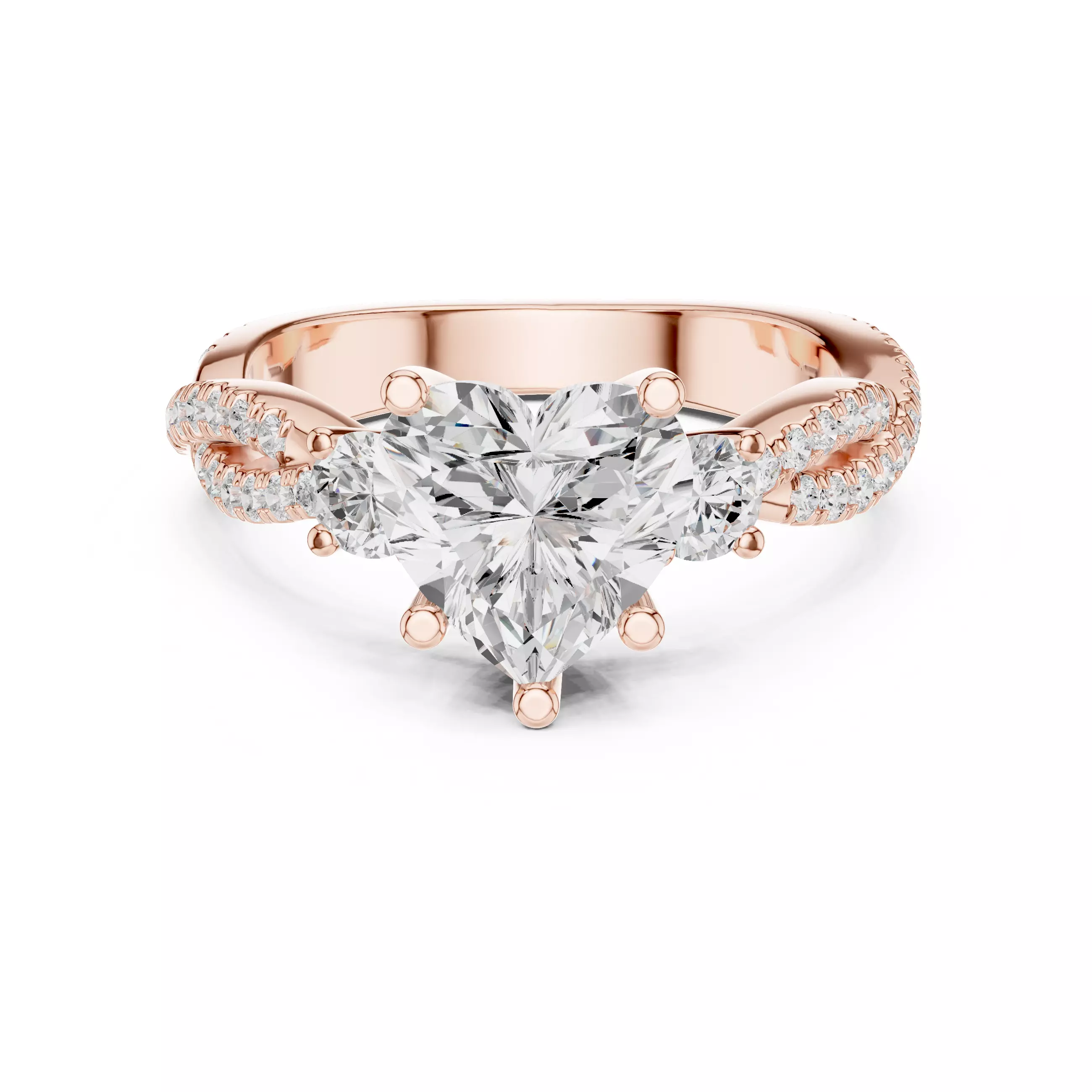 Heart Diamond Twisted Band Solitaire Ring 3dm stl 3D print model