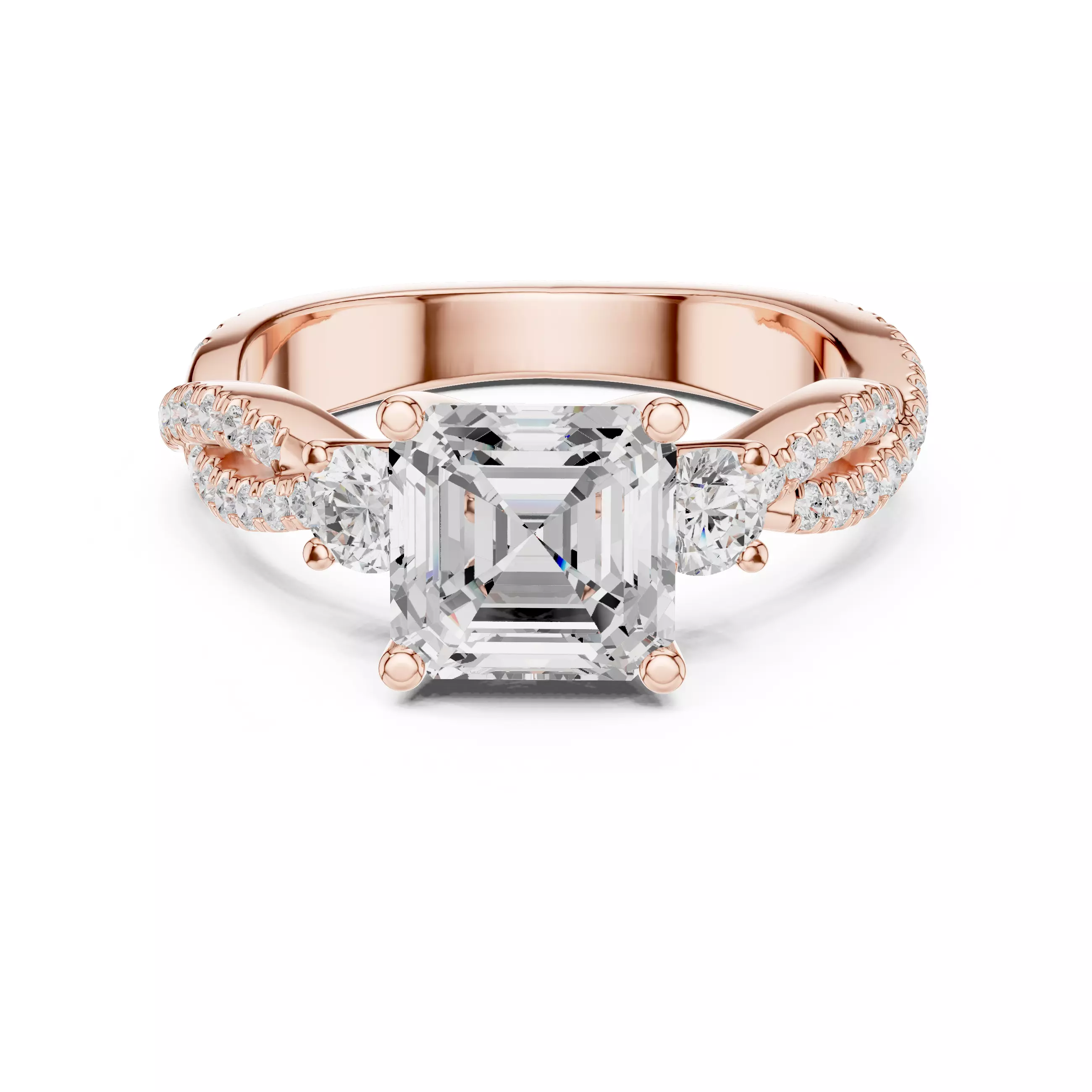 Emerald Diamond Twisted Band Solitaire Ring 3dm 3D print model