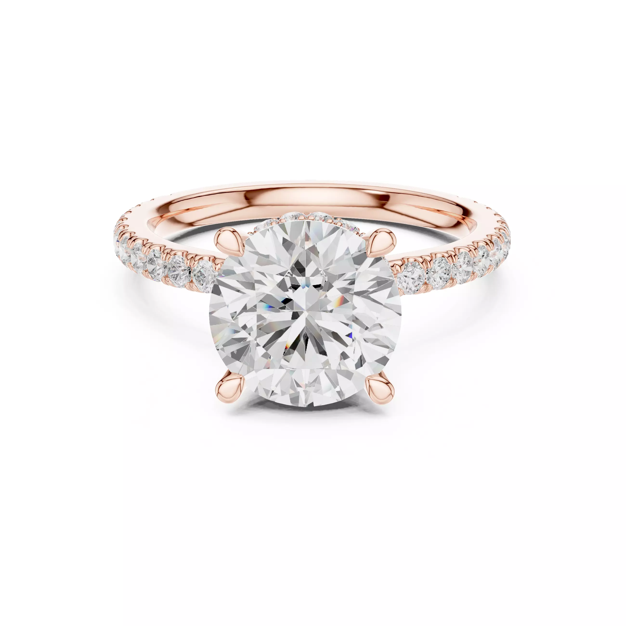 Round Diamond Hidden Halo Solitaire Ring 3dm stl renders 3D print model